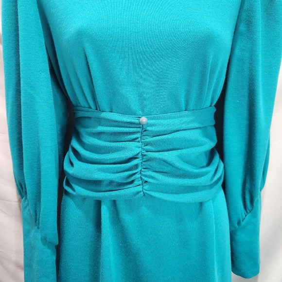 J. Ellis Vintage 80s Aqua Blue Green Classy Belted Shift Dress - Picture 7 of 10